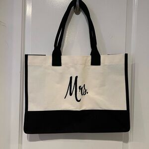 Elegant Black and Cream Mrs Tote Bag